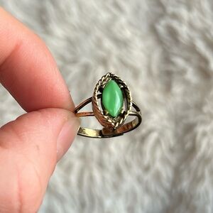 Gold Tone Ring w/ Green Stone